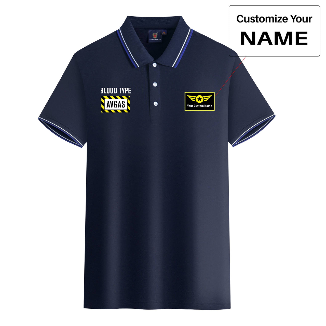 Blood Type AVGAS Designed Stylish Polo T-Shirts