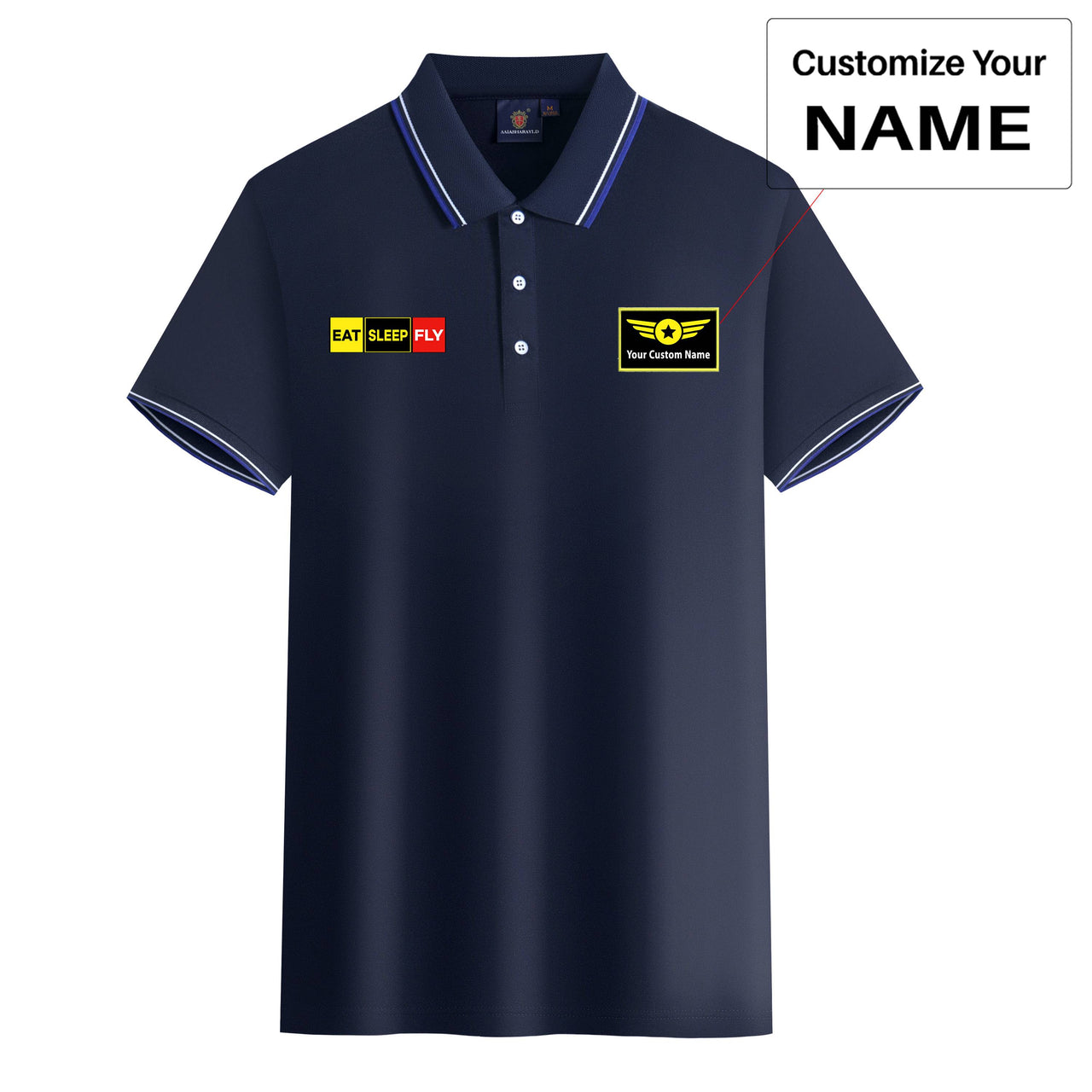 Eat Sleep Fly (Colourful) Designed Stylish Polo T-Shirts