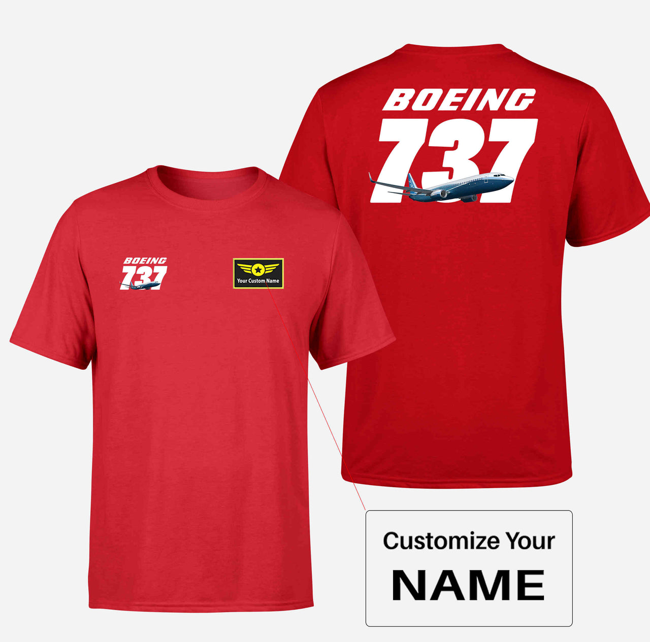 Super Boeing 737+Text Designed Double-Side T-Shirts