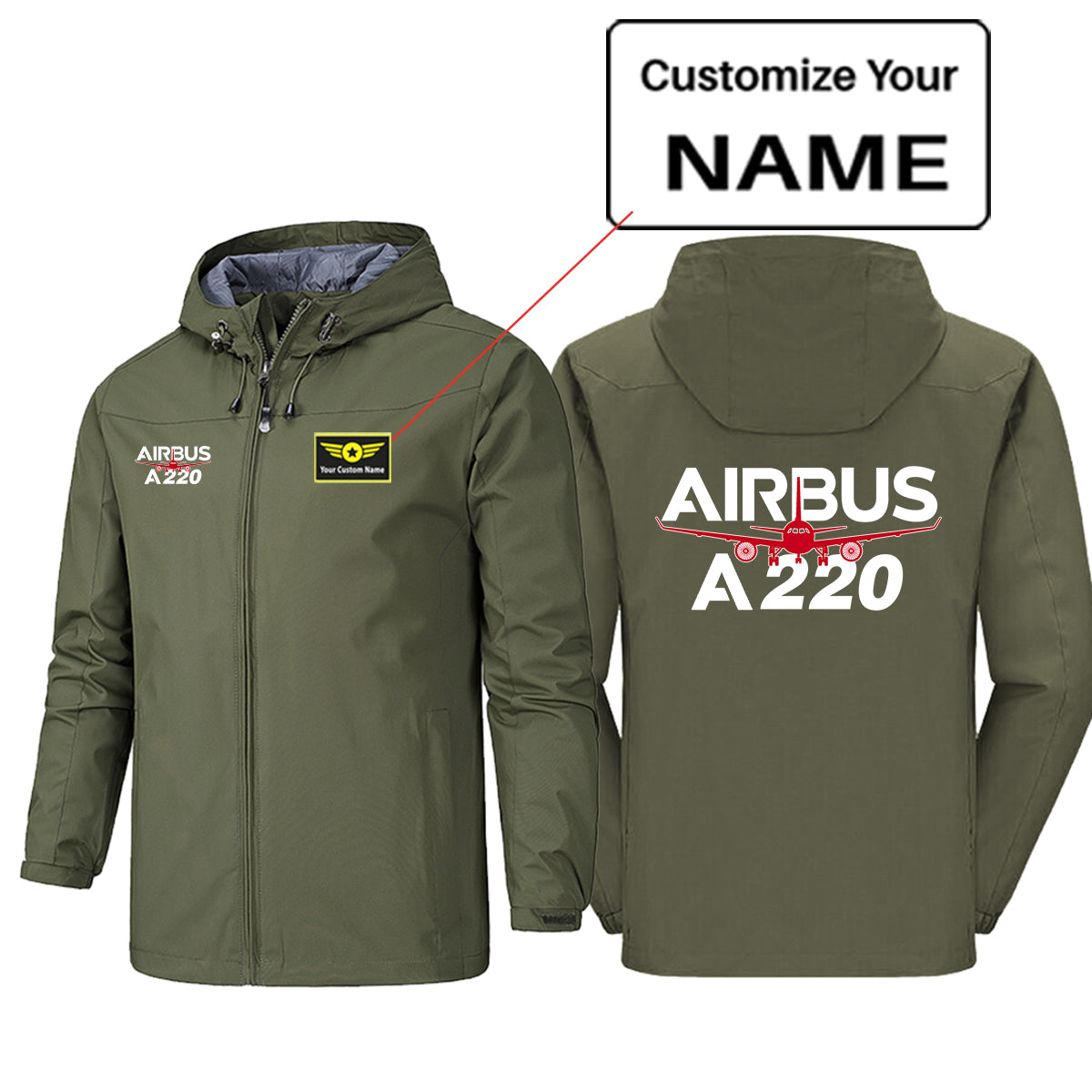 Amazing Airbus A220 Designed Rain Jackets & Windbreakers