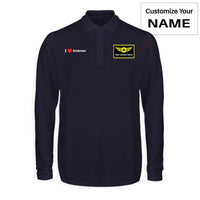 Thumbnail for I Love Embraer Designed Long Sleeve Polo T-Shirts