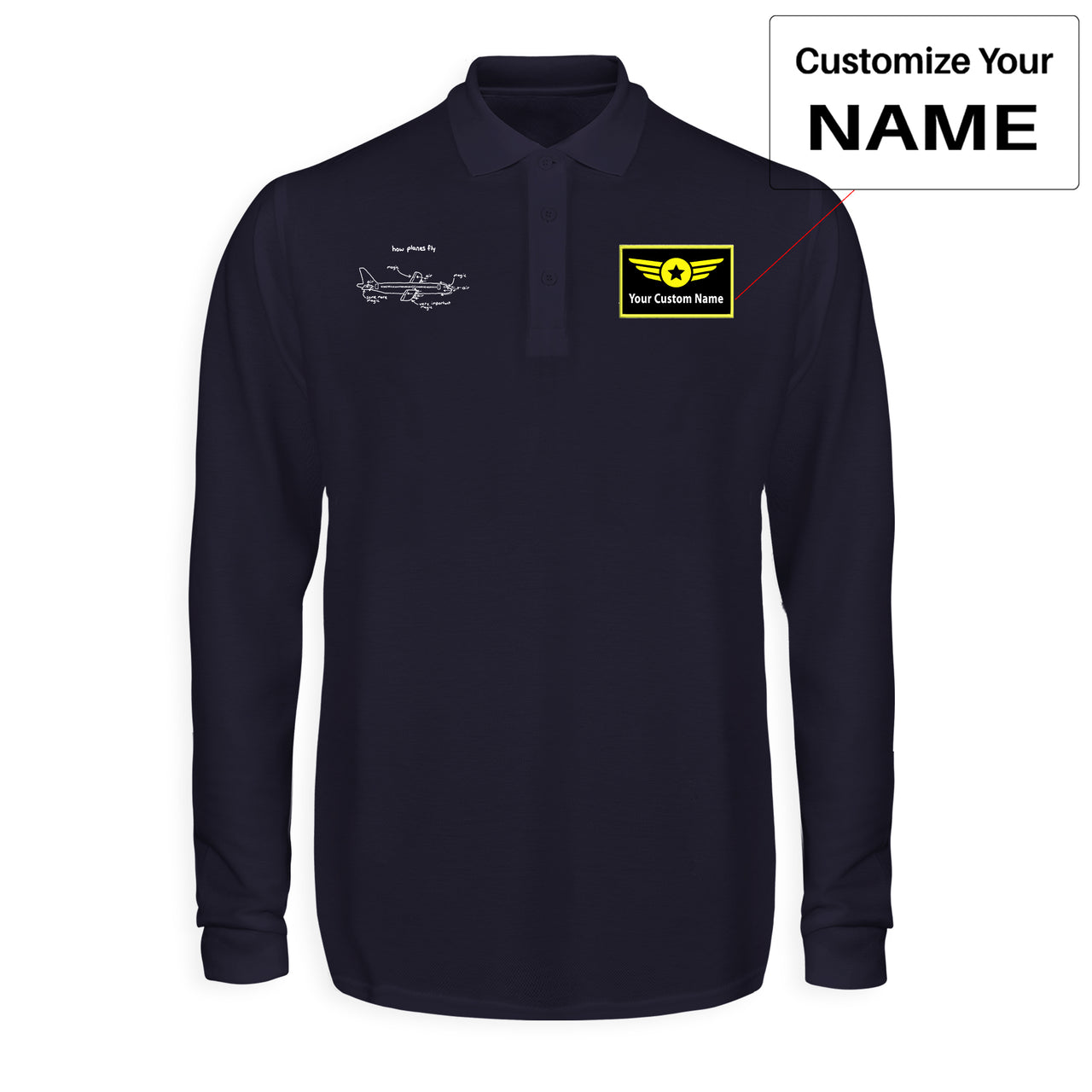 How Planes Fly Designed Long Sleeve Polo T-Shirts