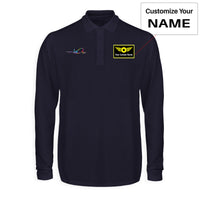 Thumbnail for Multicolor Airplane Designed Long Sleeve Polo T-Shirts
