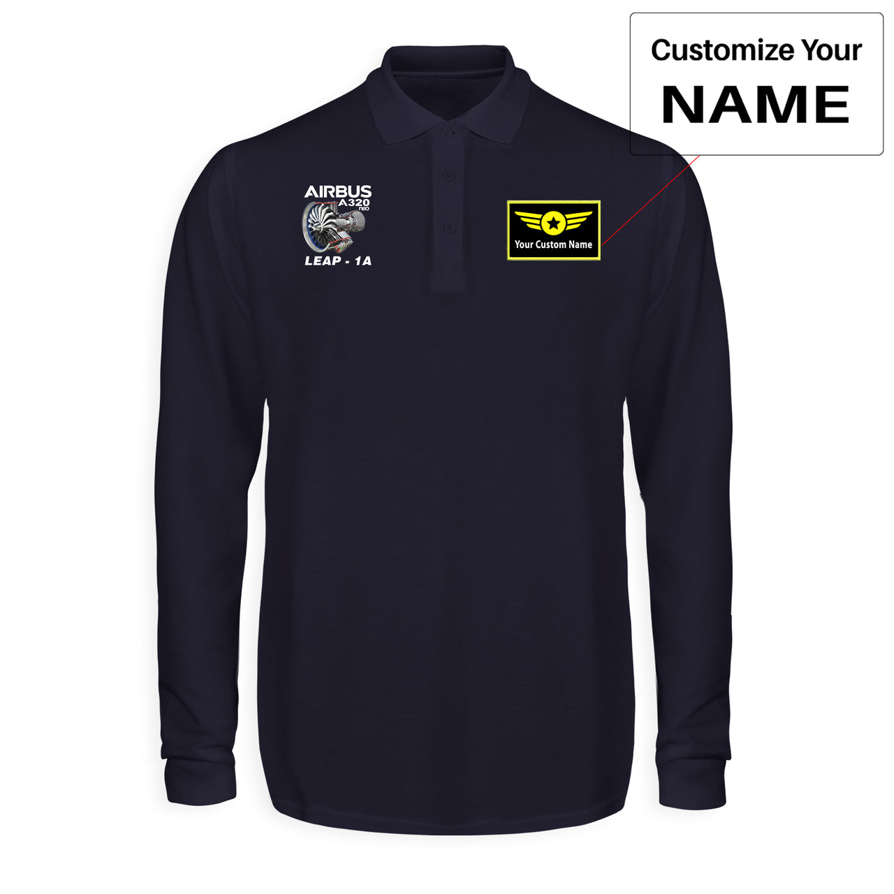 Airbus A320neo & Leap 1A Designed Long Sleeve Polo T-Shirts