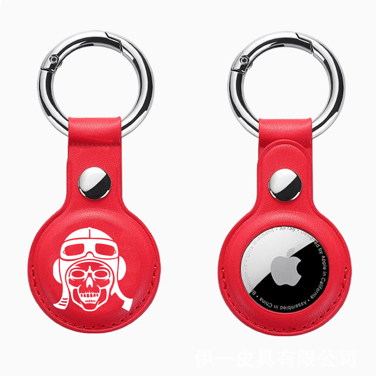 Skeleton Pilot Design Airtags Leather Cases