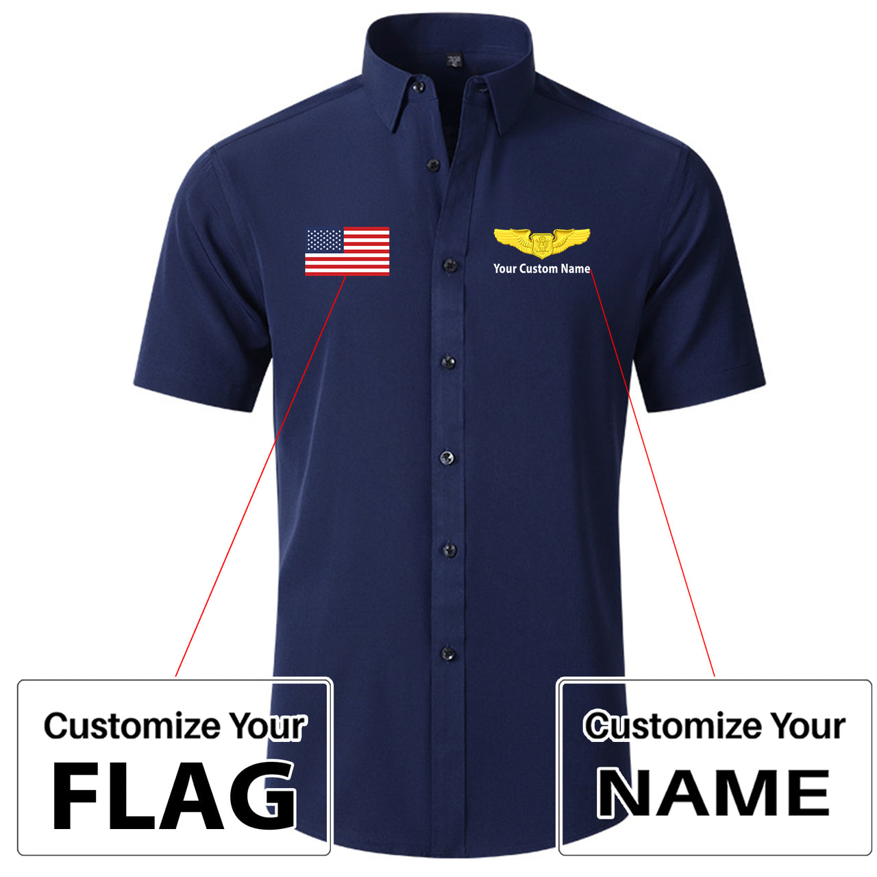 Custom Flag &Custom Name (Special US Air Force) Design Super Quality Short Sleeve Shirts