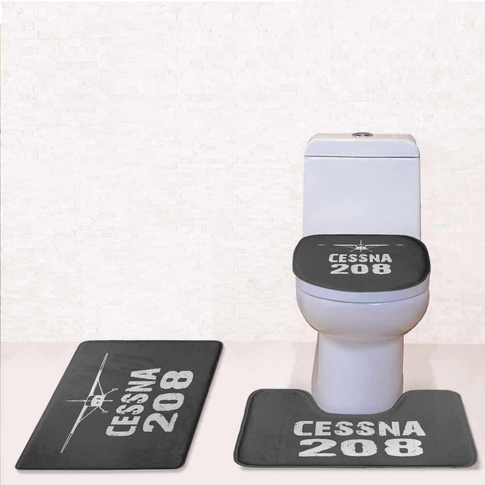 Cessna 208 & Plane Designed Toilet Seat Cover Three-piece Set