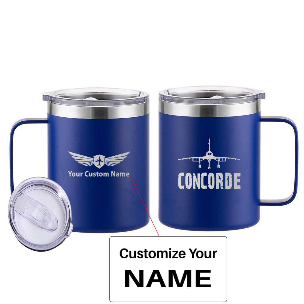 Concorde & Plane Designed Stainless Steel Laser Engraved Mugs
