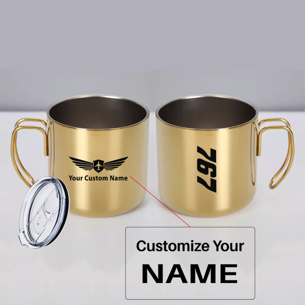 Boeing 767 Text Designed Stainless Steel Portable Mugs