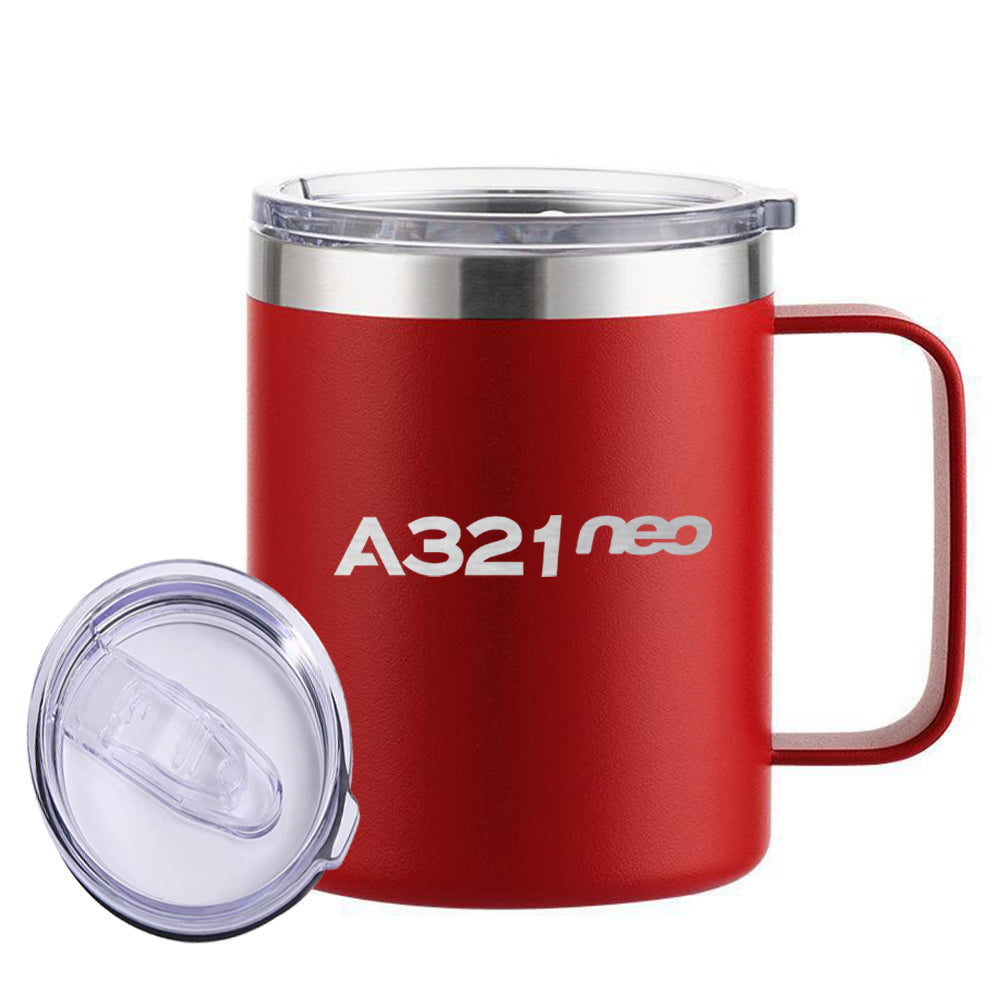 A321neo & Text Designed Stainless Steel Laser Engraved Mugs