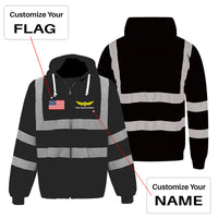 Thumbnail for Custom Name (Badge 2) Designed Reflective Zipped Hoodies