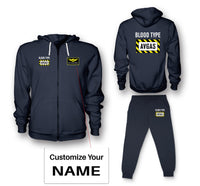 Thumbnail for Blood Type AVGAS Designed Zipped Hoodies & Sweatpants Set