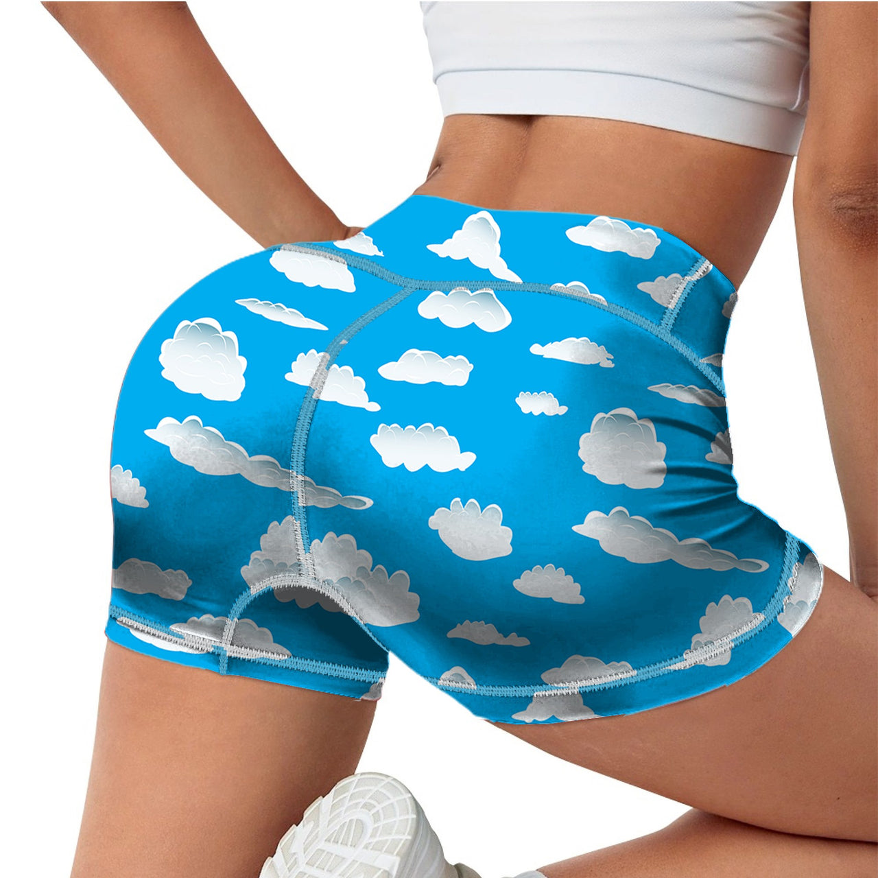 Amazing Clouds Designed Women Yoga Shorts Pants