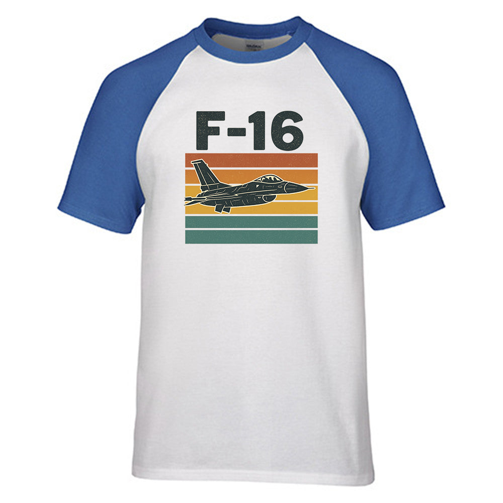 Retro Fighter Jet F16 Designed Raglan T-Shirts