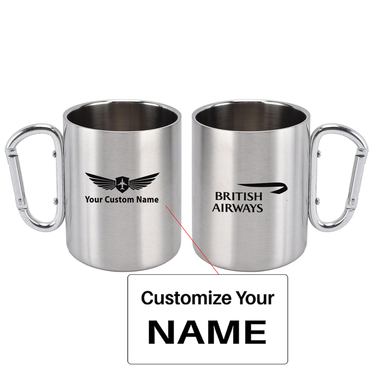 British Airways Airlines Designed Stainless Steel Outdoors Mugs
