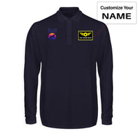 Thumbnail for Fly The Night Designed Long Sleeve Polo T-Shirts