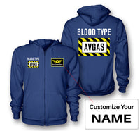 Thumbnail for Blood Type AVGAS Designed Zipped Hoodies