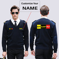 Thumbnail for Eat Sleep Fly (Colourful) Designed Wool Pilot Sweaters