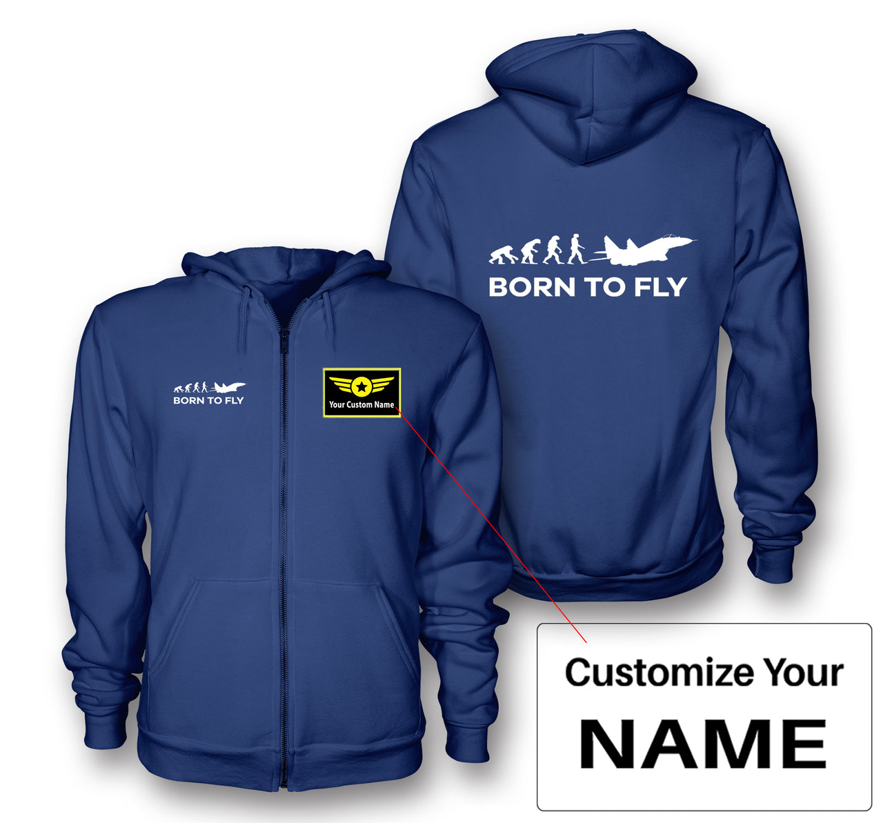 Born To Fly Military Designed Zipped Hoodies