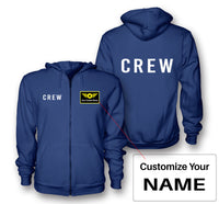 Thumbnail for CREW & Text Designed Zipped Hoodies