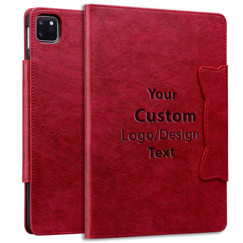 Custom Design Image Logo Folio Cover for iPad  with PU Leather & Soft TPU Back (Business Style)
