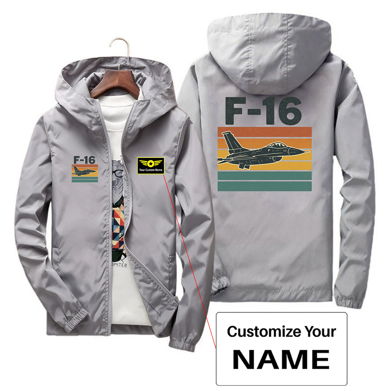 Retro Fighter Jet F16 Designed Thin Windbreaker Jackets