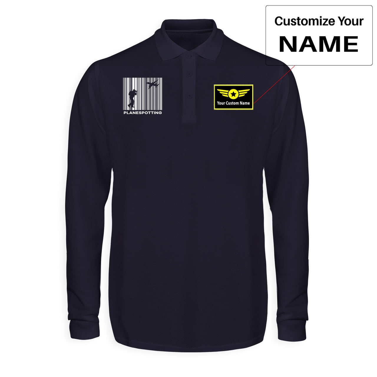 Planespotting Designed Long Sleeve Polo T-Shirts