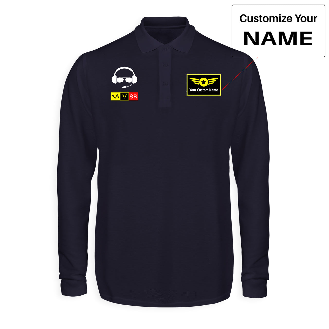 AV8R 2 Designed Long Sleeve Polo T-Shirts