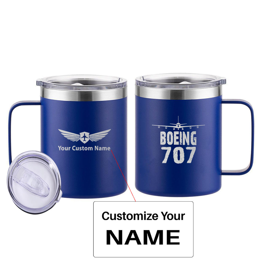 Boeing 707 & Plane Designed Stainless Steel Laser Engraved Mugs