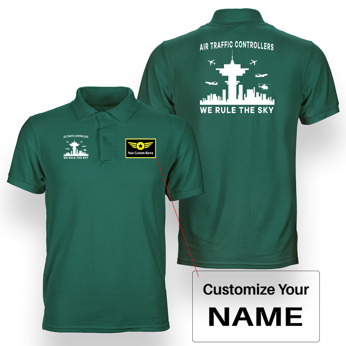 Air Traffic Controllers - We Rule The Sky Designed Double Side Polo T-Shirts