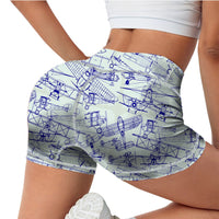 Thumbnail for Amazing Drawings of Old Aircrafts Designed Women Yoga Shorts Pants