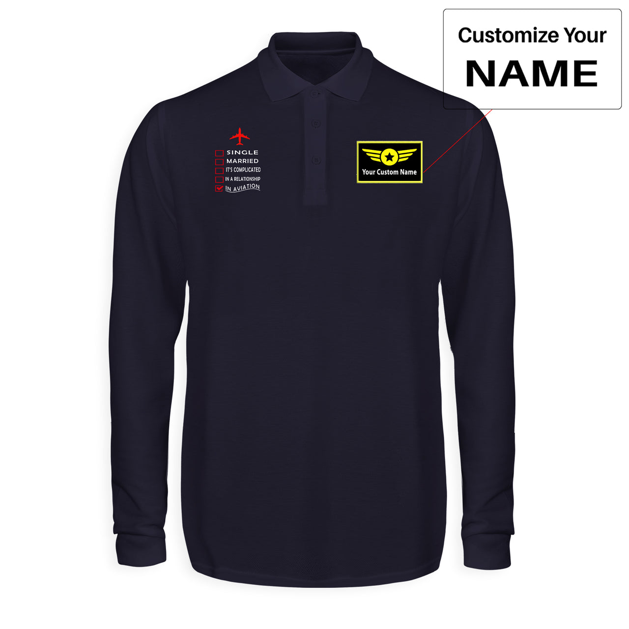 In Aviation Designed Long Sleeve Polo T-Shirts