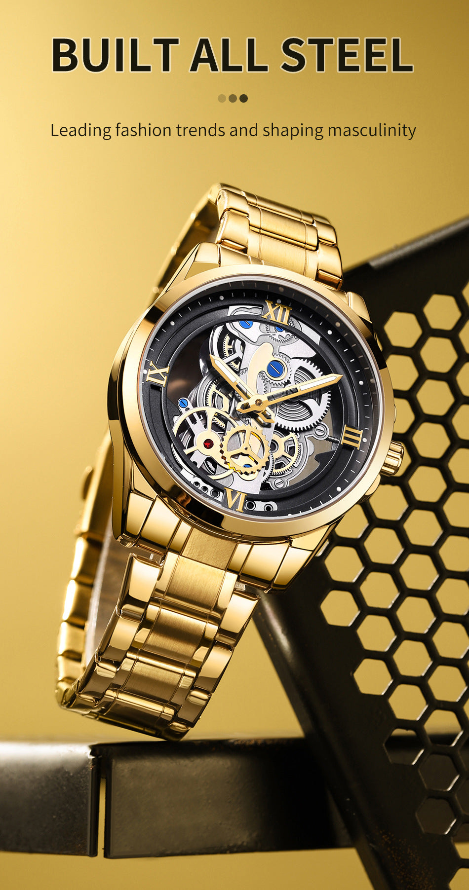 Night Light Skeleton Quartz Wristwatch