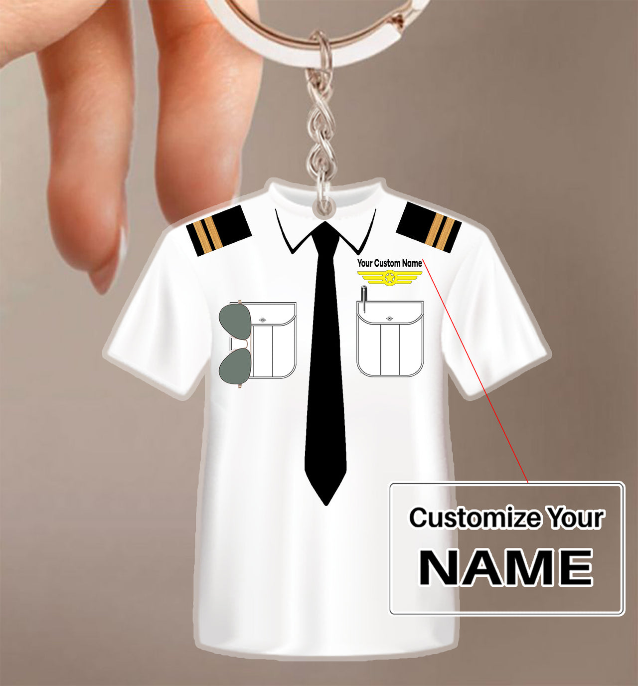 T-Shirt Pilot Uniform Acrylic Keychain