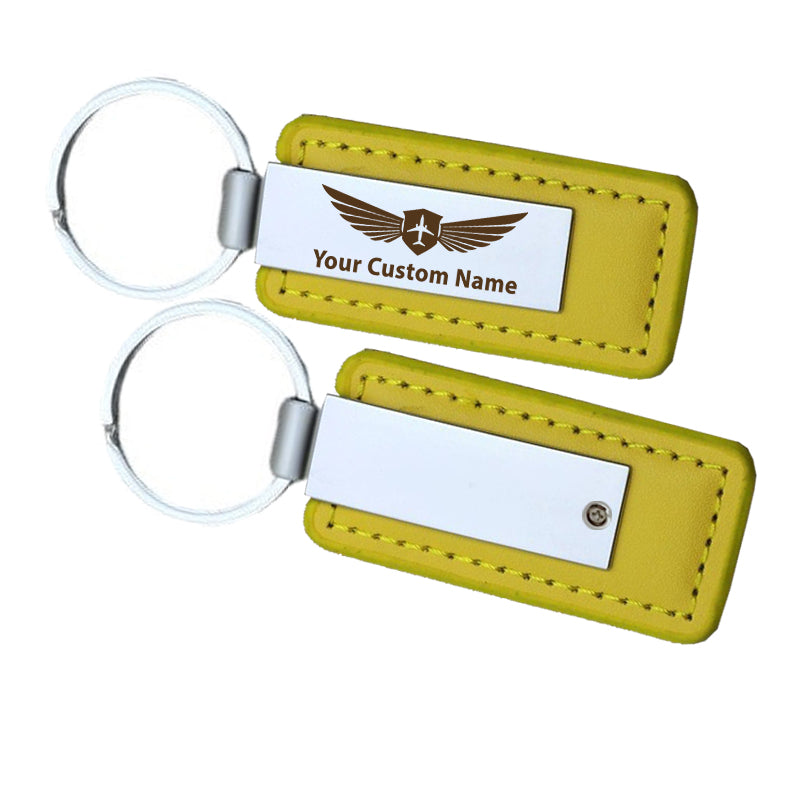 Custom Name (Badge 2) Faux Leather Key Chains