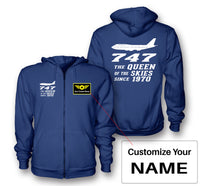 Thumbnail for Boeing 747 - Queen of the Skies (2) Designed Zipped Hoodies