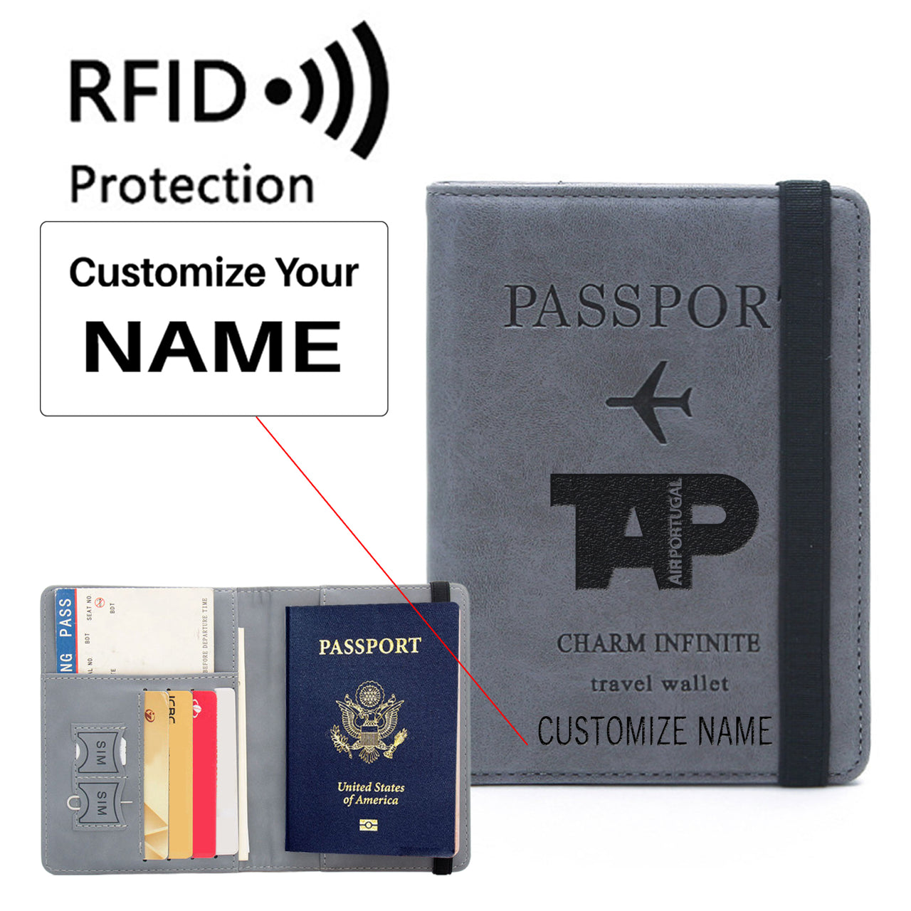 TAP Portugal Airlines Designed Passport Cover Travel Wallet Passport Holder