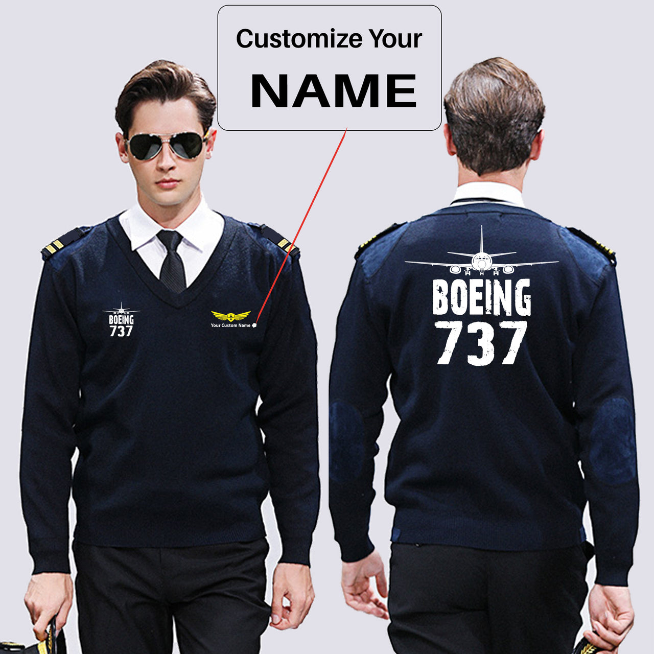 Boeing 737 & Plane Designed Wool Pilot Sweaters