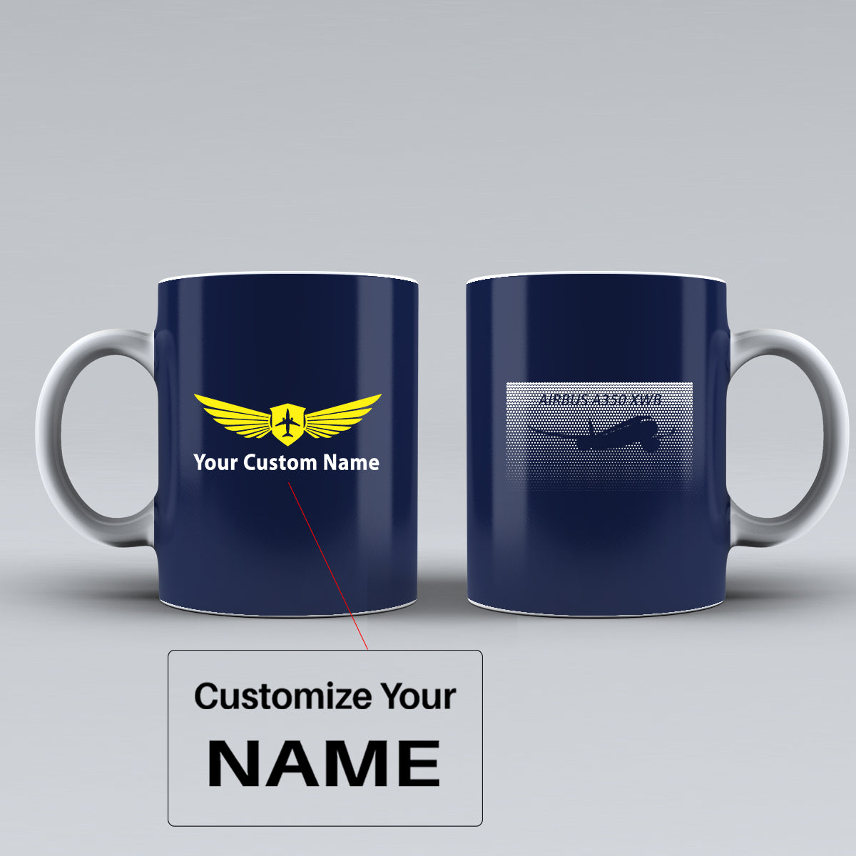 Airbus A350XWB & Dots Designed Ceramic White Mugs