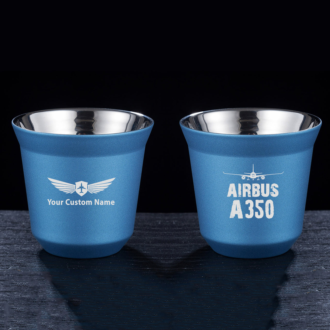 Airbus A350 & Plane Designed Double Wall Stainless Steel Coffee Mugs