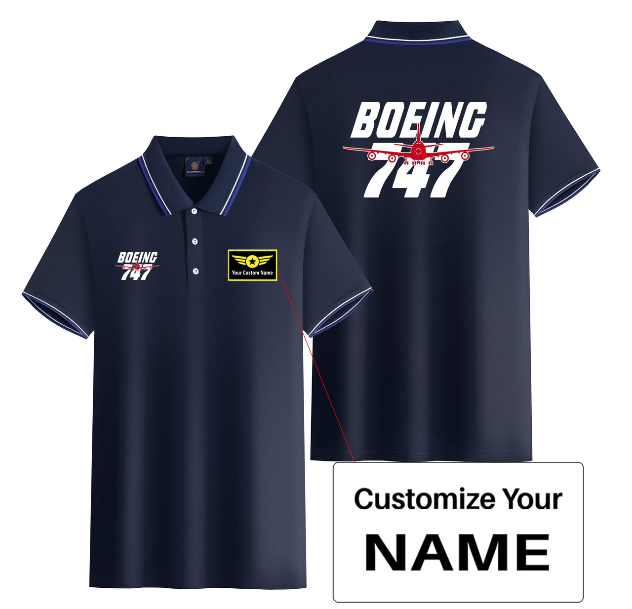 Amazing Boeing 747 Designed Stylish Polo T-Shirts (Double-Side)