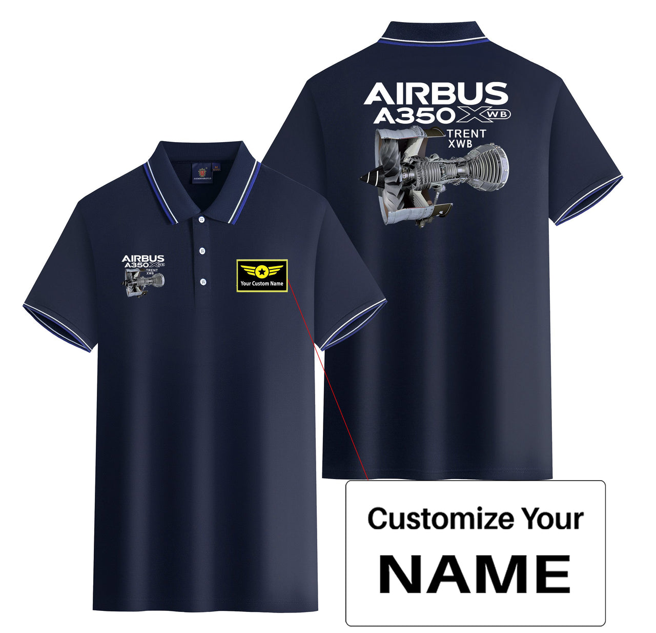 Airbus A350 & Trent Wxb Engine Designed Stylish Polo T-Shirts (Double-Side)