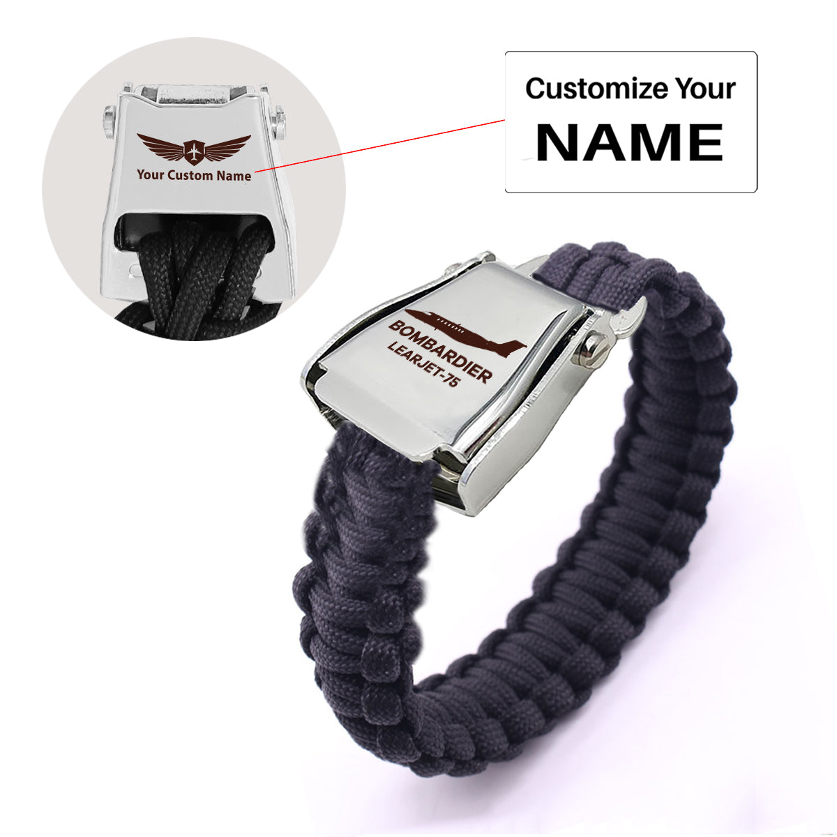 The Bombardier Learjet 75 Design Airplane Seat Belt Bracelet