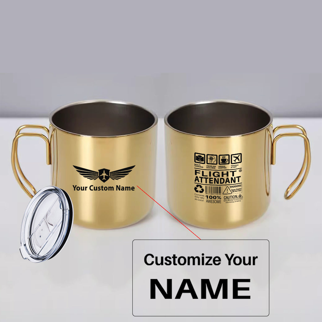 Flight Attendant Label Designed Stainless Steel Portable Mugs