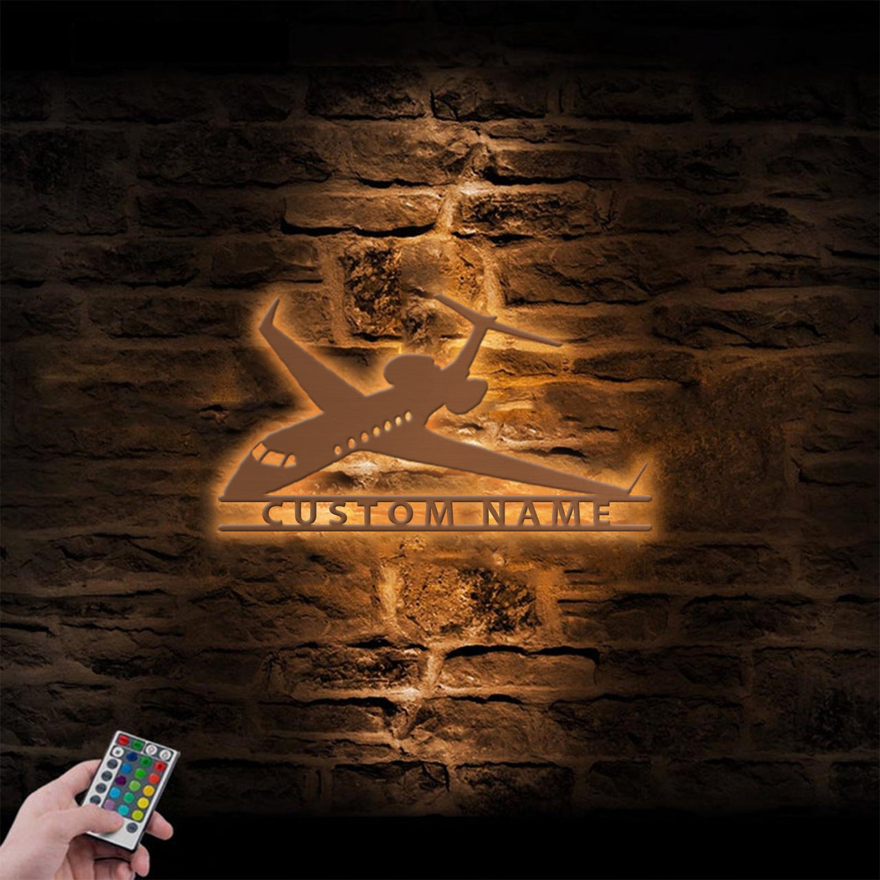 Amazing Business Jet Aircraft (FL-14) Designed Metal Wall Art LED Light