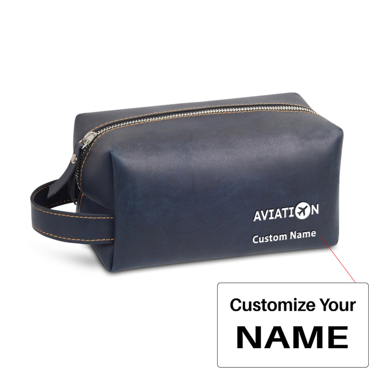 Aviation Designed Leather Clutch Toiletry Bag