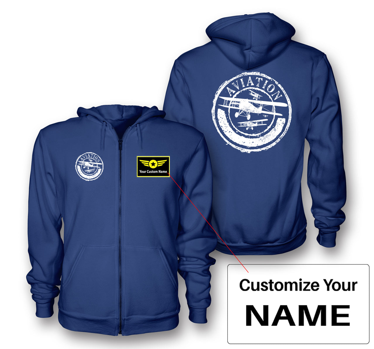 Aviation Lovers Designed Zipped Hoodies
