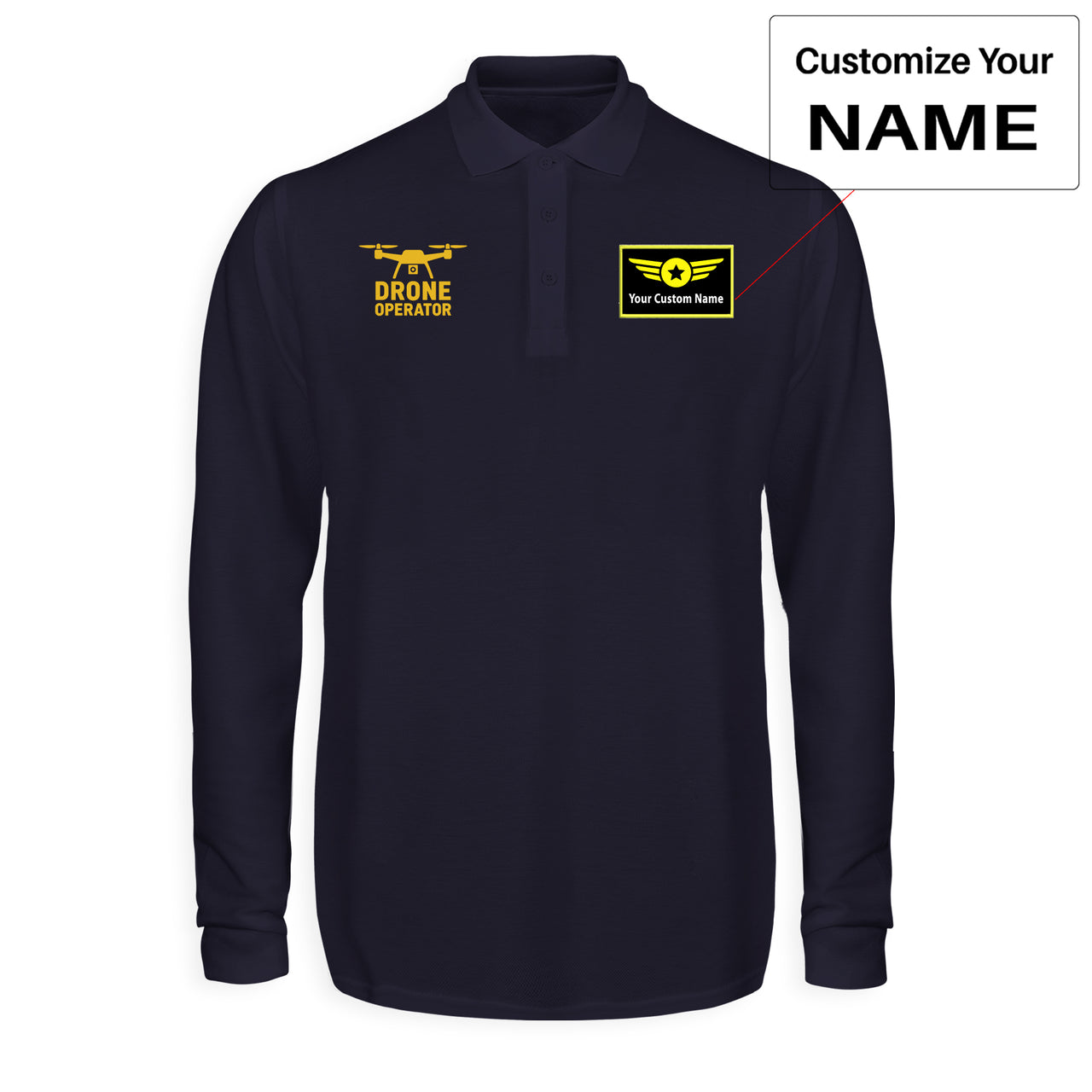 Drone Operator Designed Long Sleeve Polo T-Shirts
