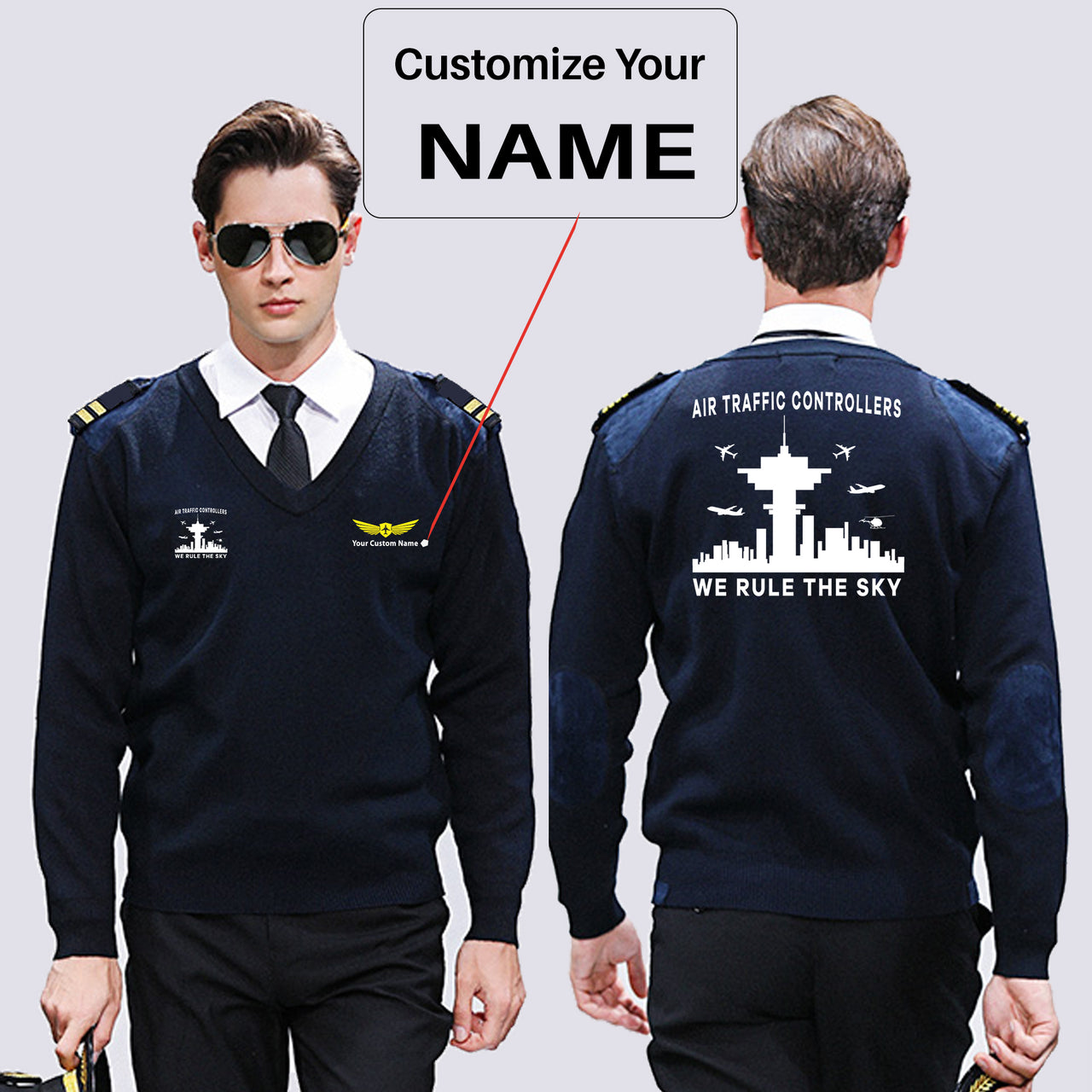 Air Traffic Controllers - We Rule The Sky Designed Wool Pilot Sweaters