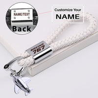 Thumbnail for Boeing 767 & Text Designed Leather Car Key Chains